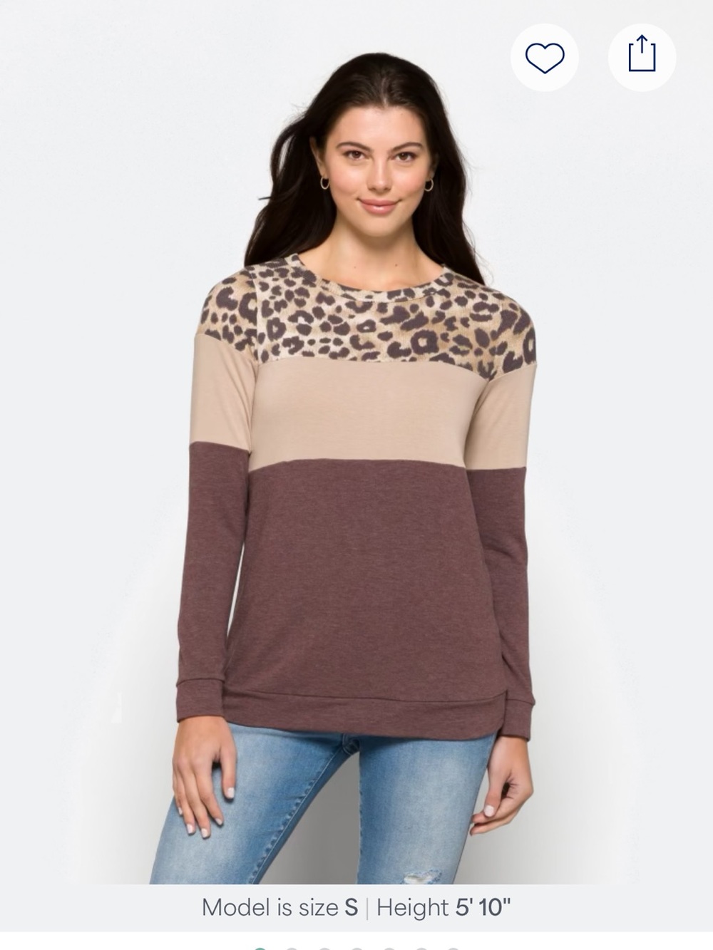 Pink Clover Gray & Cream Leopard-Print long sleeve top